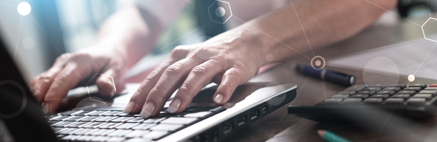 Businesswoman working on laptop