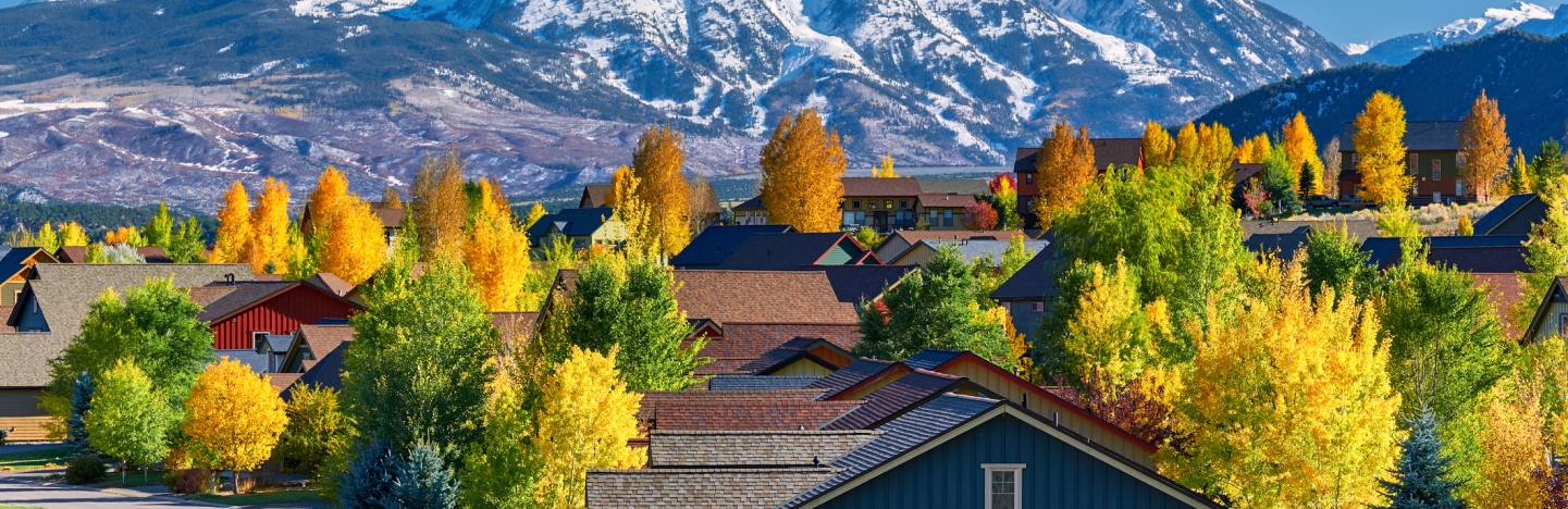 Residential neighborhood in Colorado at autumn