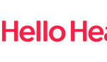Hello Heart logo, red letters with a heart on the left hand side
