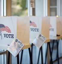 A row of voting booths