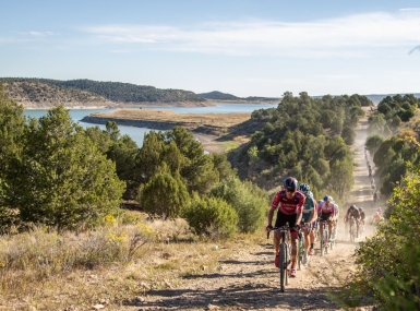 Cyclists pedal up a gravel road in Las Animas County, Colo. The county roads, located in a scenic area, attracted 700 entrants for The Rad Dirt Fest last month. Photo courtesy of Life Time