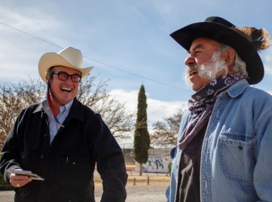 David Beebe and Remijio “Primo” Carrasco look back on recording and releasing their first album. Photo by Carlos Morales / Marfa Public Radio