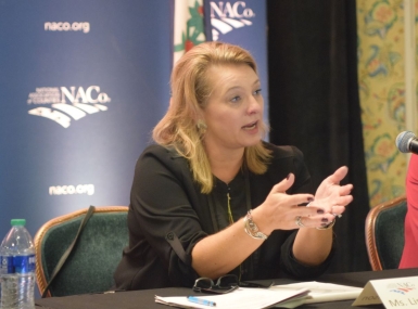 Lisa Macon Harrison, director of the Granville Vance Public Health District in North Carolina, describes the landmines inherent in small rural communities that can serve as barriers to effective treatment for substance use disorders. Photo by Charlie Ban