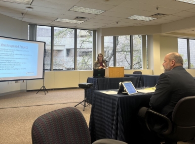 Jessica Perusse, director of Camden Life Center, discusses how the center helps rural residents. Photo by Megan Siwek