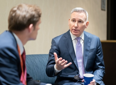 King County, Wash. Executive Dow Constantine discusses his county’s mental health resources with County News Senior Writer Charlie Ban during the 2024 Legislative Conference. Photo by Denny Henry