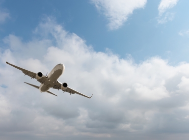 Airplane in clouds