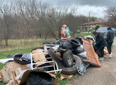 Santa Claus had an unwelcome surprise for Milwaukee County, Wis. Parks workers when they uncovered his gifts in an illegal dumping site. Photo courtesy of Peter Bratt