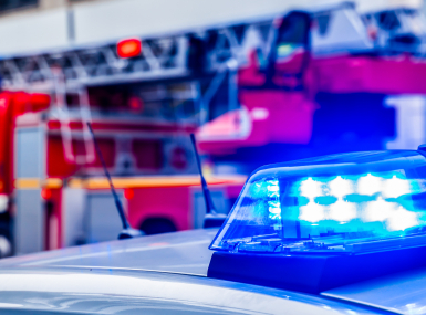 Police car and fire truck