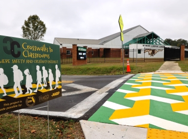 Leon County, Fla. unveiled the first elevated and artistic crosswalk in its “Crosswalks to Classrooms” series Nov. 13, 2023 on Dempsey Road. Photo courtesy of Leon County