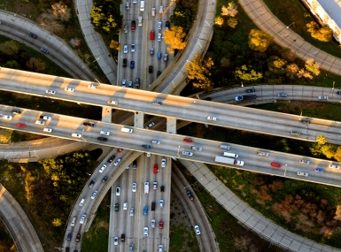 Los Angeles four level freeway Interchange