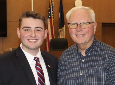 Jack Sayers and his grandfather at Jack's swearing in ceremony.