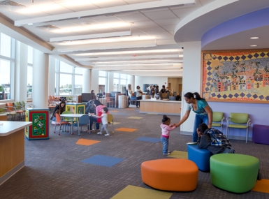 The library at the South Philadelphia Community Health and Literacy Center. Photo courtesy of VSBA Architects & Planners