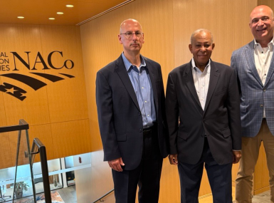 Dave Lucas, director of finance and intergovernmental affairs at the New York State Association of Counties (NYSAC), Westchester County, N.Y.; Ben Boykin, a Westchester County, N.Y. legislator and NYSAC president and NYSAC Executive Director Stephen Acquario were among the county officials who met with lawmakers June 24.