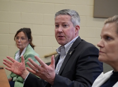 Roane County, Tenn. Mayor Wade Creswell describes his county's infrastructure support for nuclear workforce development. Photo by Charlie Ban
