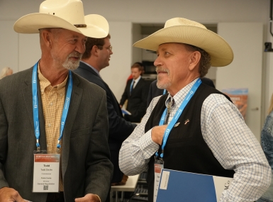 Prairie County, Mont. Commissioner Todd Devlin and Fremont County, Colo. Commissioner Dwayne McFall prepare for their Capitol Hill visits during the PILT Fly-In Sept. 10. McFall is the Western Interstate Region first vice president. Photo by Charlie Ban