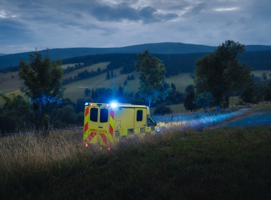 Ambulance of emergency medical service on road
