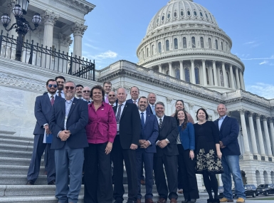 NACo members and staff prepare to visit Capitol Hill offices Oct. 21. Photo by Rachel Yeung