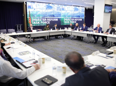 Members of the NACo Intergovernmental Disaster Reform Task Force gather to discuss how to improve mitigation, response and recovery efforts. 