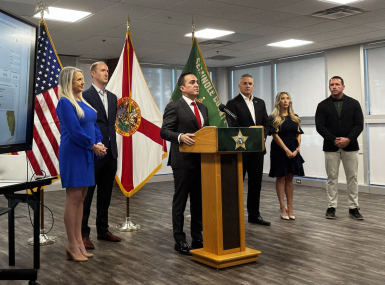 Andrae Bailey, CEO of Project Overdose, discusses the drug-tracking technology at a press conference.  Photo courtesy of Project Overdose