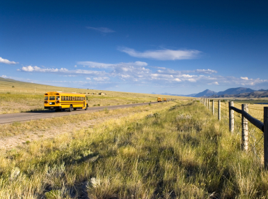 School bus on rural road