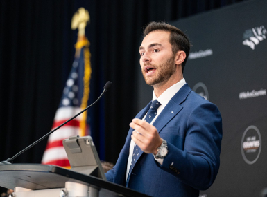 Connor Torossian, associate administrator of the Federal Transit Administration, addresses the NACo Board of Directors Meeting July 19, 2026. Photo by Denny Henry