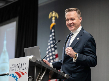 NACo President J.D. Clark welcomes workshop attendees at the 2026 NACo Legislative Conference. Photo by Denny Henry