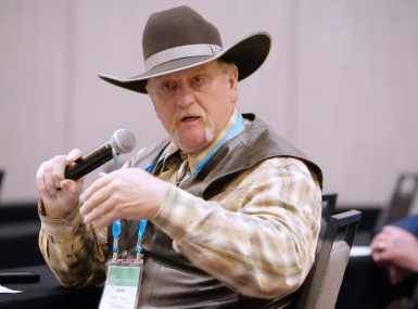 Former Lincoln County, Nev. Commissioner Varlin Higbee, a board member of the Lincoln County Regional Development Authority, details the nuances of the National Environmental Policy Act. Photo by Charlie Ban 