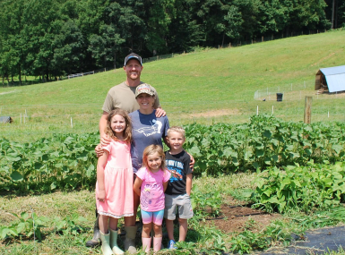 The Fahrner family, first-generation farmers, pause for a photo. They launched their business with the help of Frederick County, Md.’s Agriculture Innovation Grant Program. 