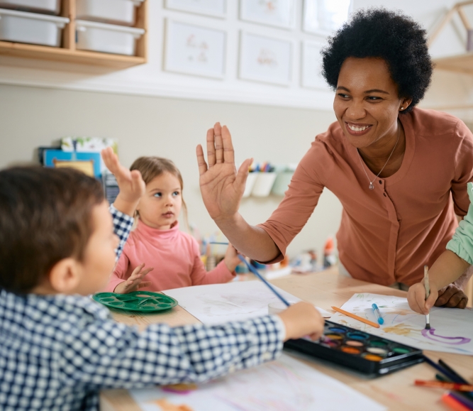 Caretaker with children