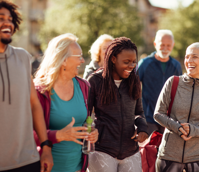 People walking outdoors