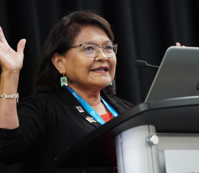 Coconino County, Ariz. Supervisor Lena Fowler tells members of the Arts and Culture Commission about the benefits of cultural tourism. Photo by Leon Lawrence III