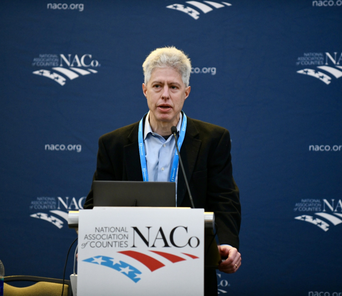 Jonathan Harwitz, director of policy for the Housing Assistance Council, speaks to NACo’s Rural Action Caucus March 2. Photo by Lana Farfan
