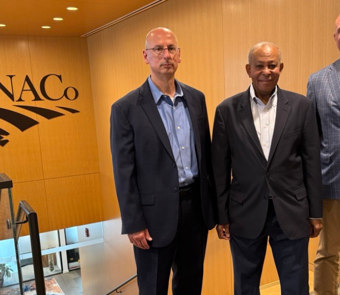 Dave Lucas, director of finance and intergovernmental affairs at the New York State Association of Counties (NYSAC), Westchester County, N.Y.; Ben Boykin, a Westchester County, N.Y. legislator and NYSAC president and NYSAC Executive Director Stephen Acquario were among the county officials who met with lawmakers June 24.