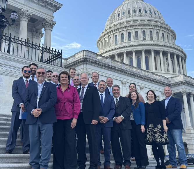 NACo members and staff prepare to visit Capitol Hill offices Oct. 21. Photo by Rachel Yeung