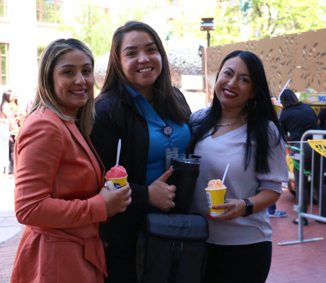 County employees enjoy free snow cones in El Paso County, Texas at a “Chill Out Day” event organized in partnership with a local restaurant.