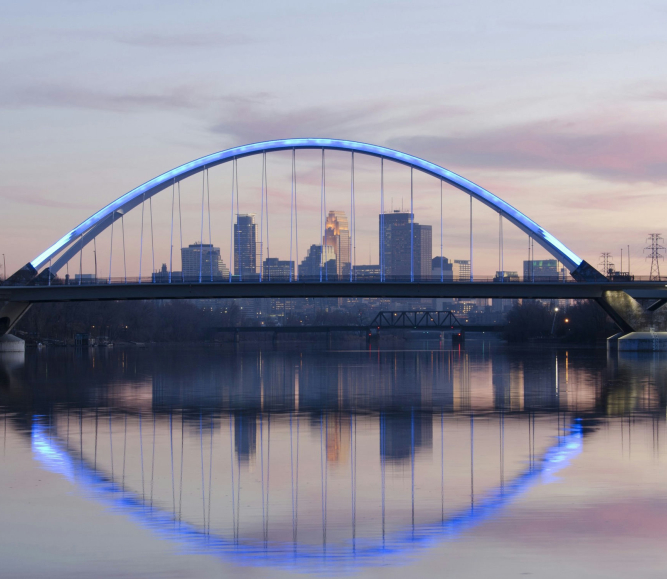 Hennepin County, Minn.’s Lowry bridge — lit up blue to mark NCGM.