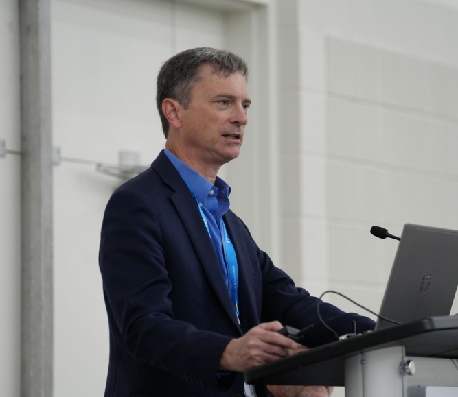 Forsyth County, N.C. Attorney Gordon Watkins describes how to build a relationship between a county elections office and the county attorney while addressing the Finance, Pensions and Intergovernmental Affairs Steering Committee. Photo by Charlie Ban