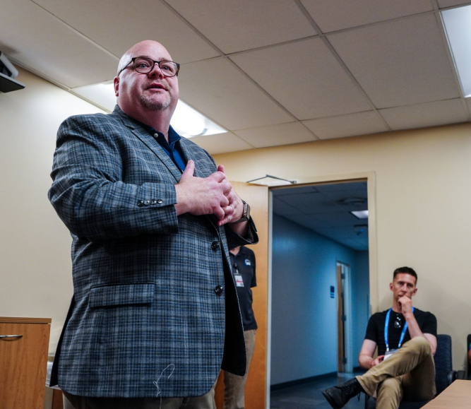 Director of Real-Time Crime Center Ross Bourgeois speaks to NACo members Thursday about the City of New Orleans monitoring system. Photo by Leon Lawrence III