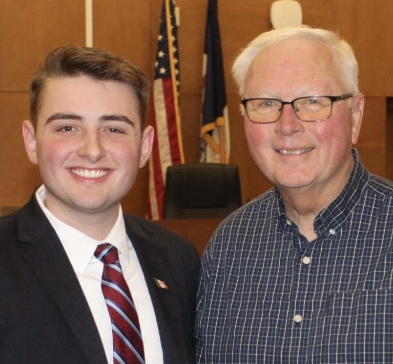 Jack Sayers and his grandfather at Jack's swearing in ceremony.