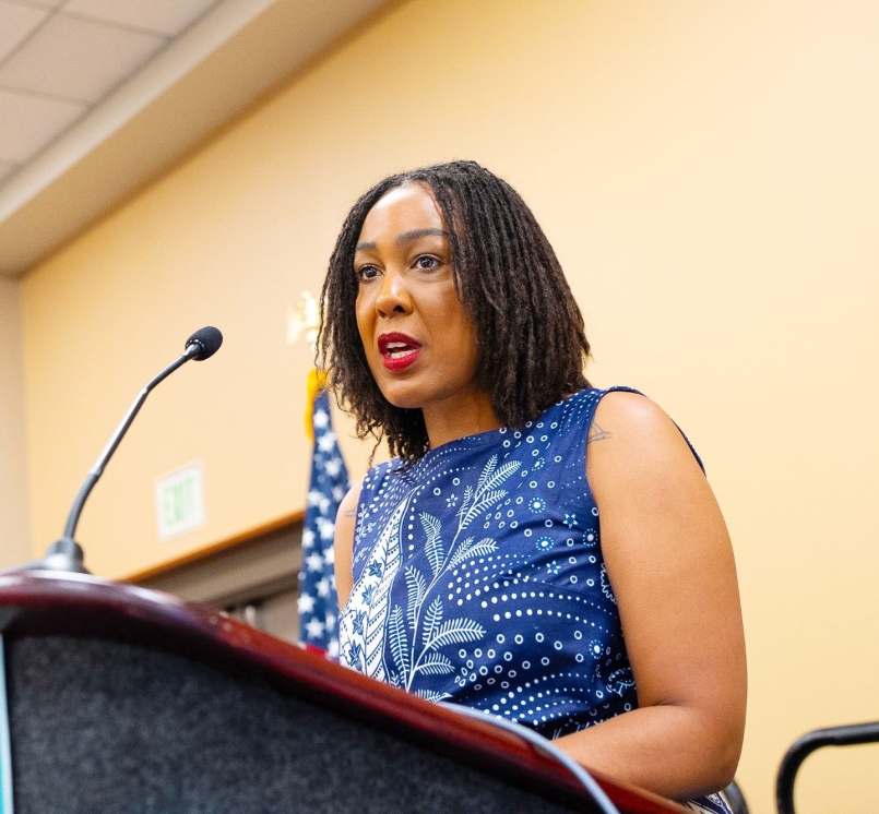 Keli McLoyd, director of Philadelphia’s overdose response unit, speaks to Annual Conference attendees July 11. Photo by Leon Lawrence III
