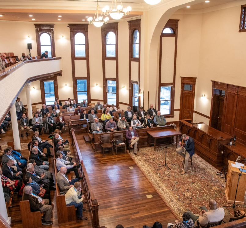 Restoring the two-story Wise County, Texas courtroom took some luck in finding long-forgotten architectual plans, another courthouse by the same architect and desciphering scribblings on an I-beam. Photo by Joe Duty