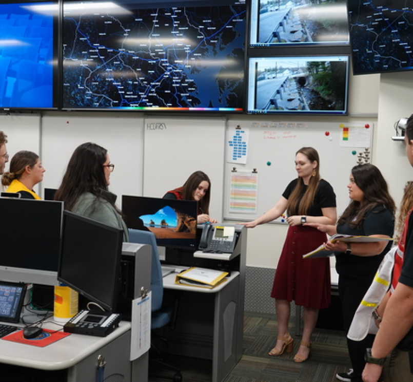 A group of Howard County, Md. personnel train to triage 911 calls.