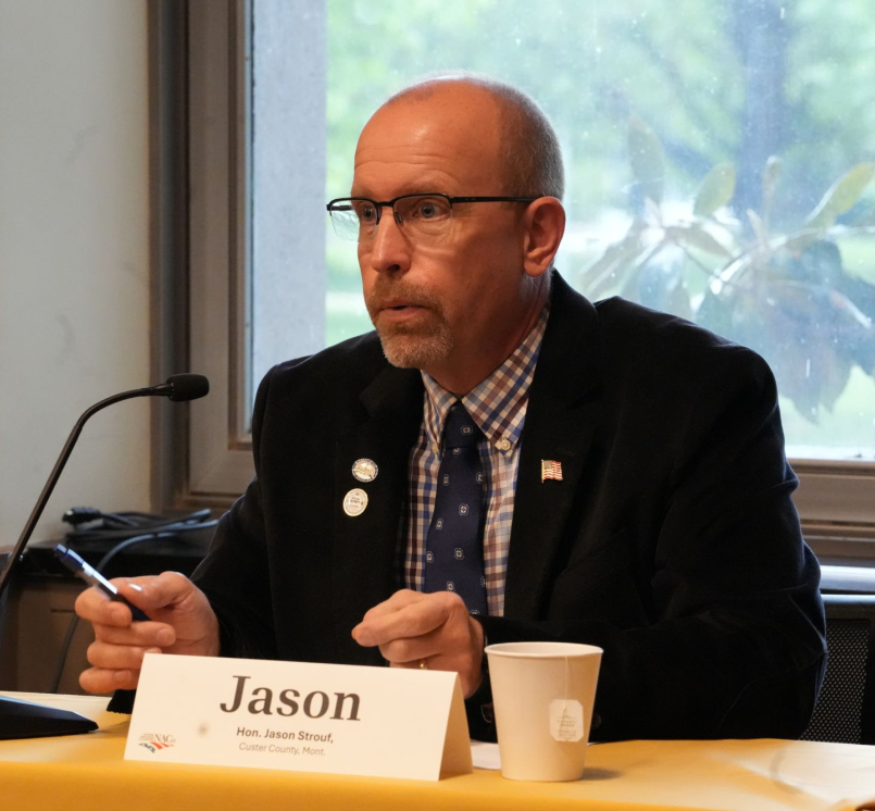 Custer County, Mont. Commissioner Jason Strouf describes the complexity involved in fixing damage to an existing culvert. He spoke with other county officials at an April 20 Capitol Hill briefing. Photo by Charlie Ban 