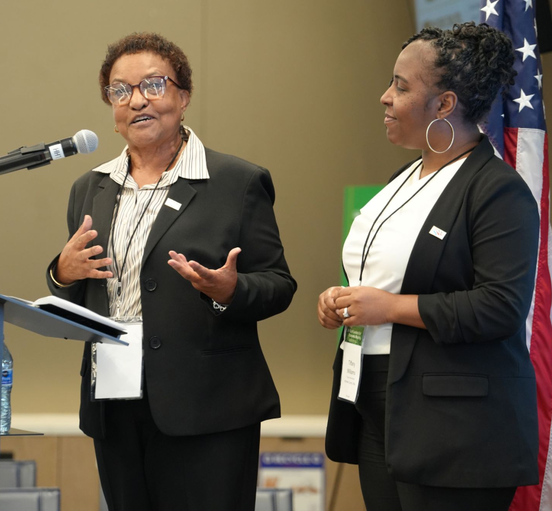 Holmes County, Miss. Supervisor Debra Mabry and County Administrator Tiffany Williams present their industrial park development plan May 27 at the Rural Leaders for Economic Mobility Capstone in Washington, D.C. Photo by Charlie Ban