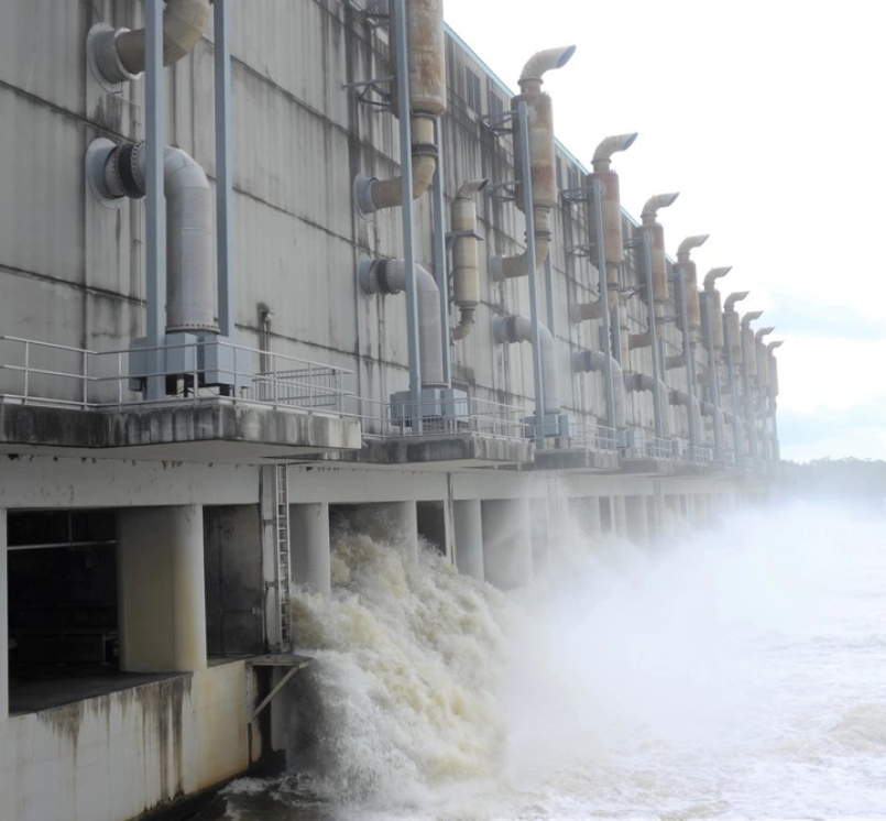 West Closure Complex in Belle Chasse, La., during a pump test. It serves as the world’s largest drainage pump station, designed to protect against storm surges. Photo by Ryan Labadens, U.S. Army Corps of Engineers