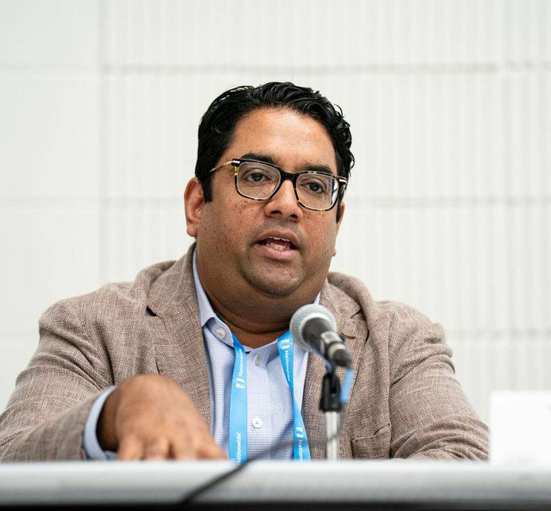 Veneeth Iyengar, executive director of ConnectLA, spoke during a Q&A session titled “BEAD in Motion: Louisiana’s GUMBO Path and Beyond” Friday before members of NACo’s Telecommunications and Technology Policy Steering Committee. Photo by Denny Henry