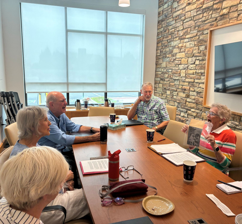 Memoir group participants exchange stories about their childhoods at a Loudoun County, Va. senior center.  Photo by Meredith Moran