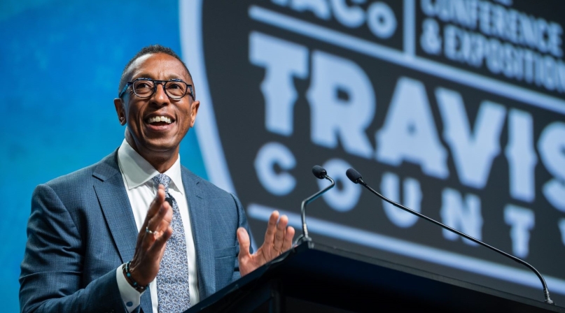 Allan Golston addresses the General Session audience during the 2023 NACo Annual Conference. Photo by Denny Henry