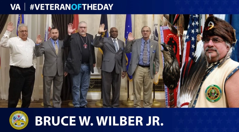 Menominee County, Wis. Veteran Service Officer Bruce Wilber (center and right) when he was honored as the Veteran Administration's Veteran of the Day in 2022.