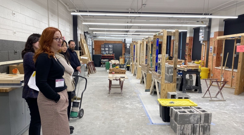 Counties for Career Success cohort members tour Hamilton County, Tenn.’s Construction Career Center, a skills-training and career-coaching program. Photo by Annie Qing.